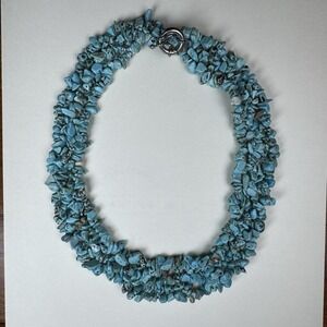 Vintage Natural Turquoise Chunky Nuggets Beads Necklace 18''